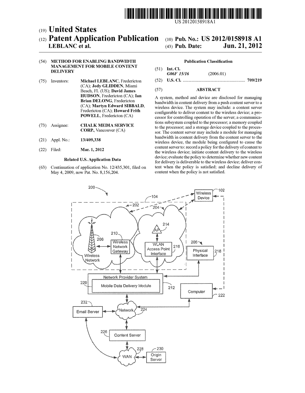 METHOD FOR ENABLING BANDWIDTH MANAGEMENT FOR MOBILE CONTENT DELIVERY - diagram, schematic, and image 01