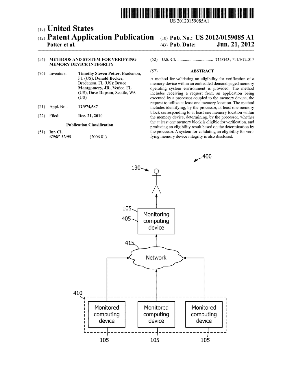 METHODS AND SYSTEM FOR VERIFYING MEMORY DEVICE INTEGRITY - diagram, schematic, and image 01