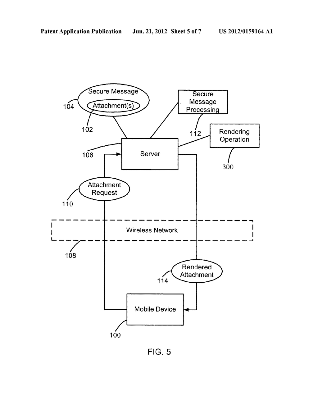 MESSAGE-HANDLING SERVER AND METHOD FOR HANDLING SECURE MESSAGE ATTACHMENTS     FOR A MOBILE DEVICE - diagram, schematic, and image 06