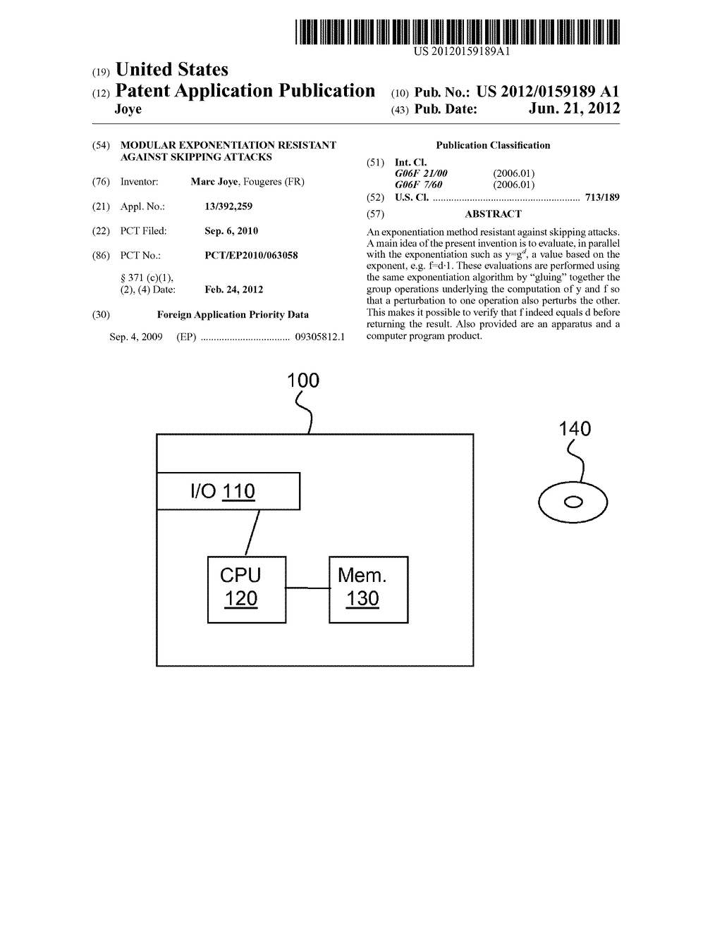 MODULAR EXPONENTIATION RESISTANT AGAINST SKIPPING ATTACKS - diagram, schematic, and image 01