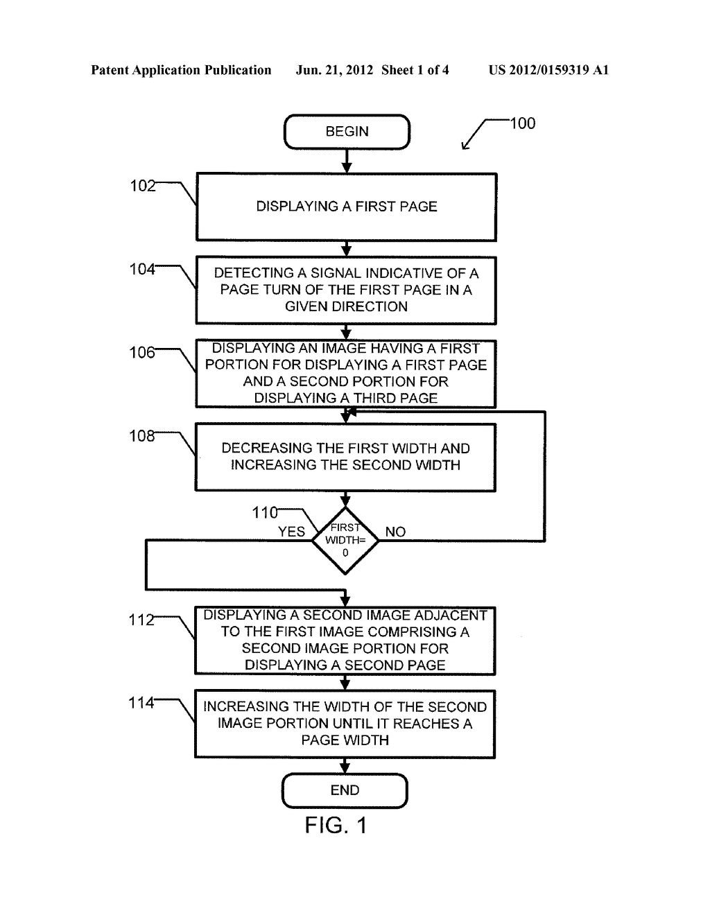 METHOD FOR SIMULATING A PAGE TURN IN AN ELECTRONIC DOCUMENT - diagram, schematic, and image 02