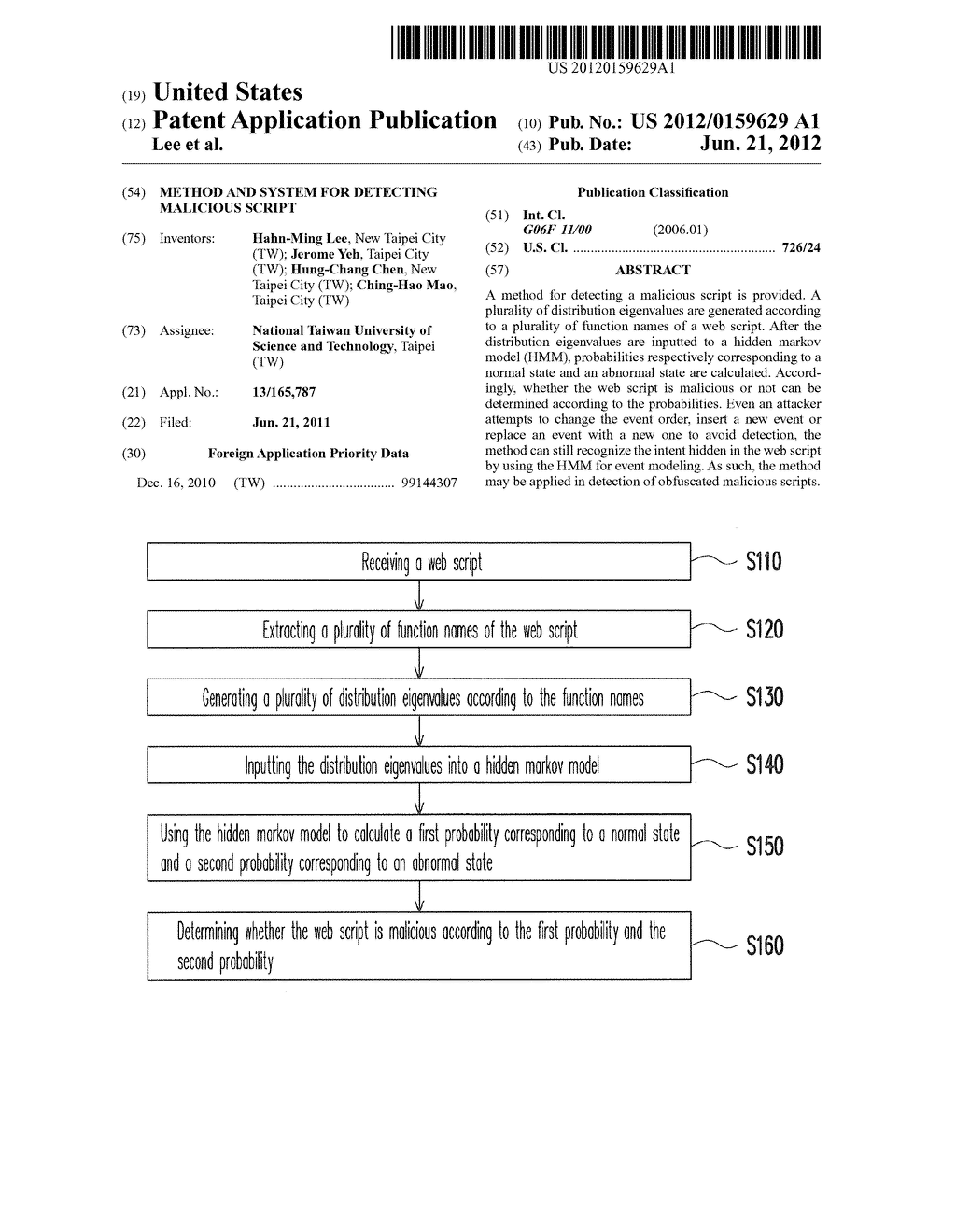 METHOD AND SYSTEM FOR DETECTING MALICIOUS SCRIPT - diagram, schematic, and image 01