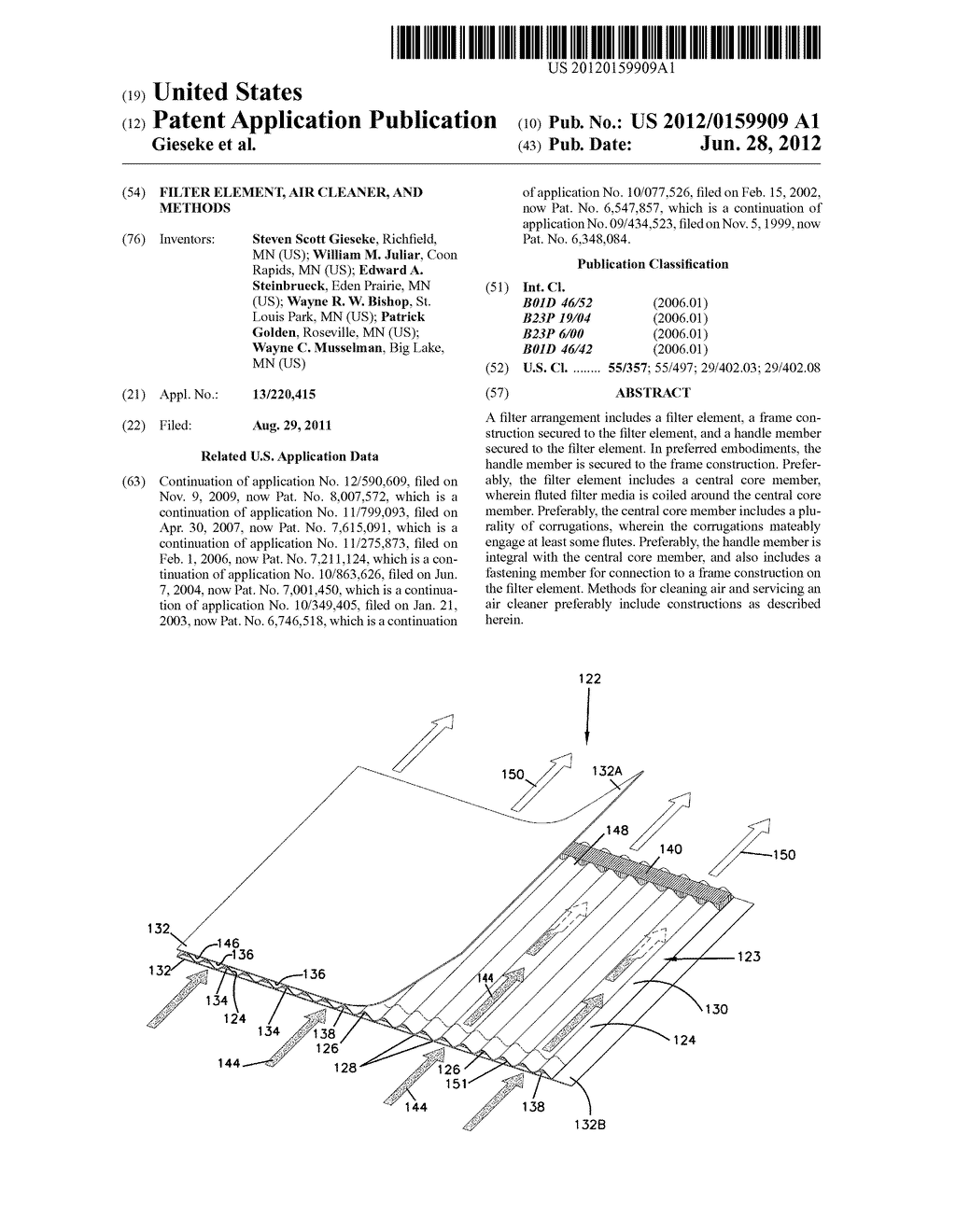 FILTER ELEMENT, AIR CLEANER, AND METHODS - diagram, schematic, and image 01