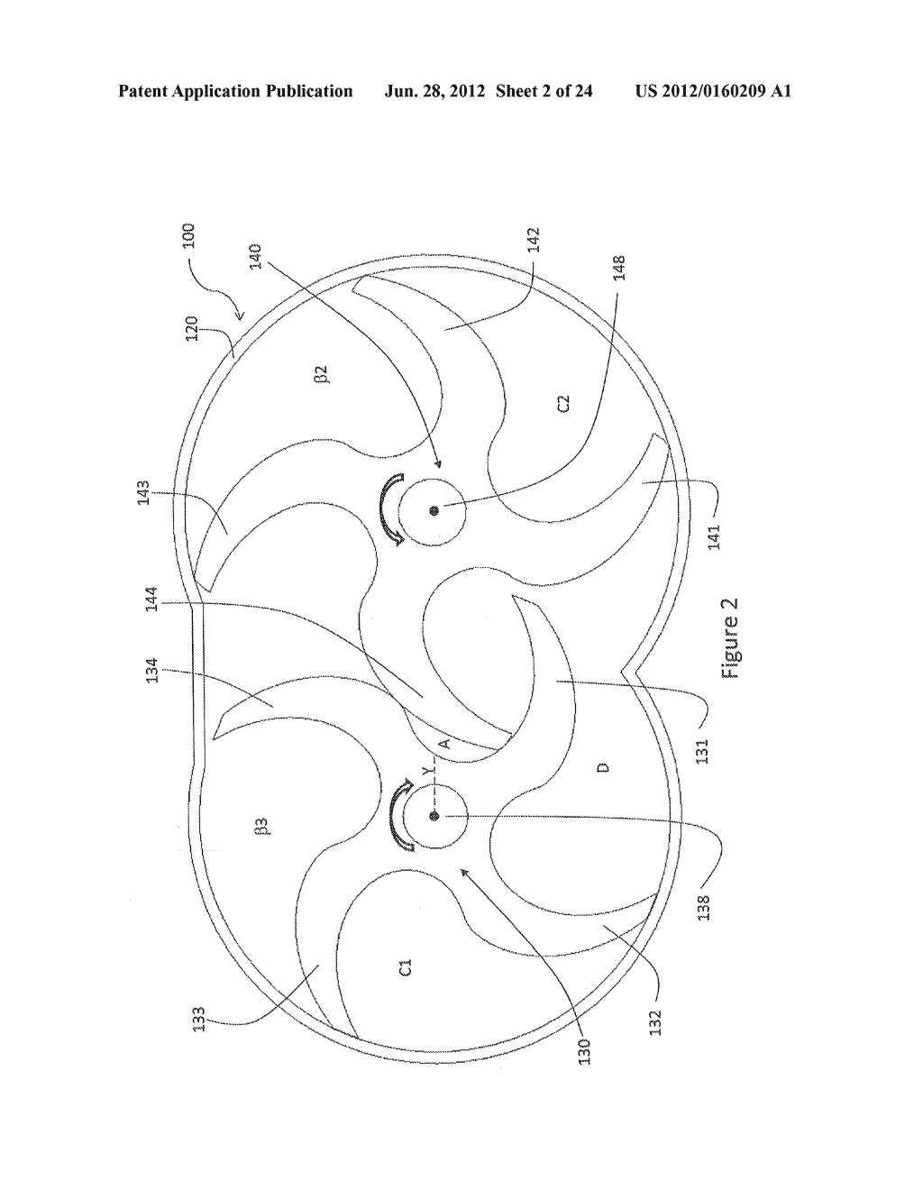 TURBINE HAVING COOPERATING AND COUNTER-ROTATING ROTORS IN A SAME PLANE - diagram, schematic, and image 03