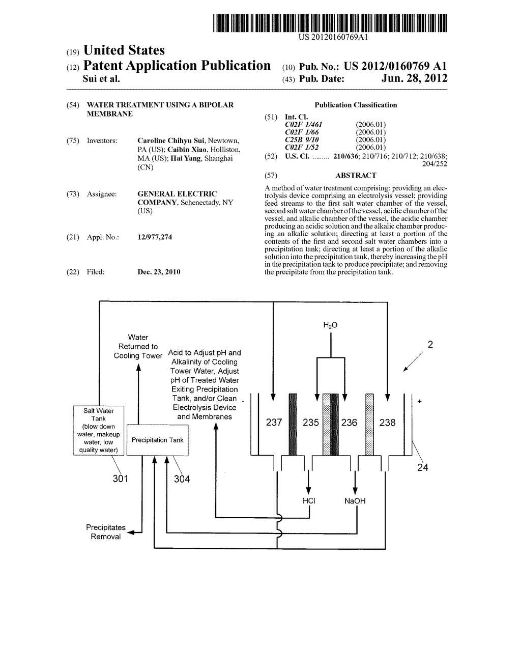 WATER TREATMENT USING A BIPOLAR MEMBRANE - diagram, schematic, and image 01