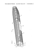 System for overhead storage of cargo containers in upper lobe of aircraft diagram and image