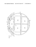 System for overhead storage of cargo containers in upper lobe of aircraft diagram and image