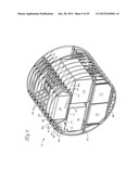 System for overhead storage of cargo containers in upper lobe of aircraft diagram and image