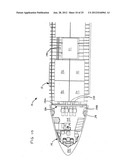 System for overhead storage of cargo containers in upper lobe of aircraft diagram and image