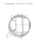 System for overhead storage of cargo containers in upper lobe of aircraft diagram and image