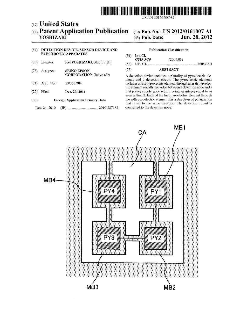 DETECTION DEVICE, SENSOR DEVICE AND ELECTRONIC APPARATUS - diagram, schematic, and image 01