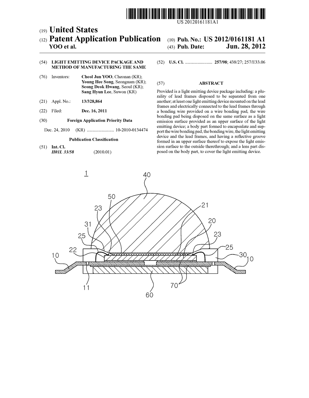 LIGHT EMITTING DEVICE PACKAGE AND METHOD OF MANUFACTURING THE SAME - diagram, schematic, and image 01