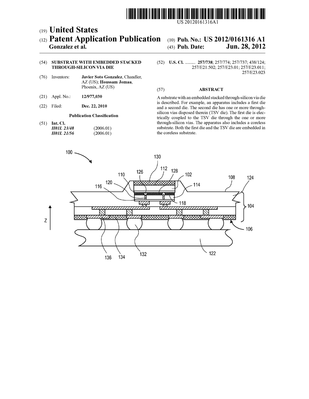 SUBSTRATE WITH EMBEDDED STACKED THROUGH-SILICON VIA DIE - diagram, schematic, and image 01