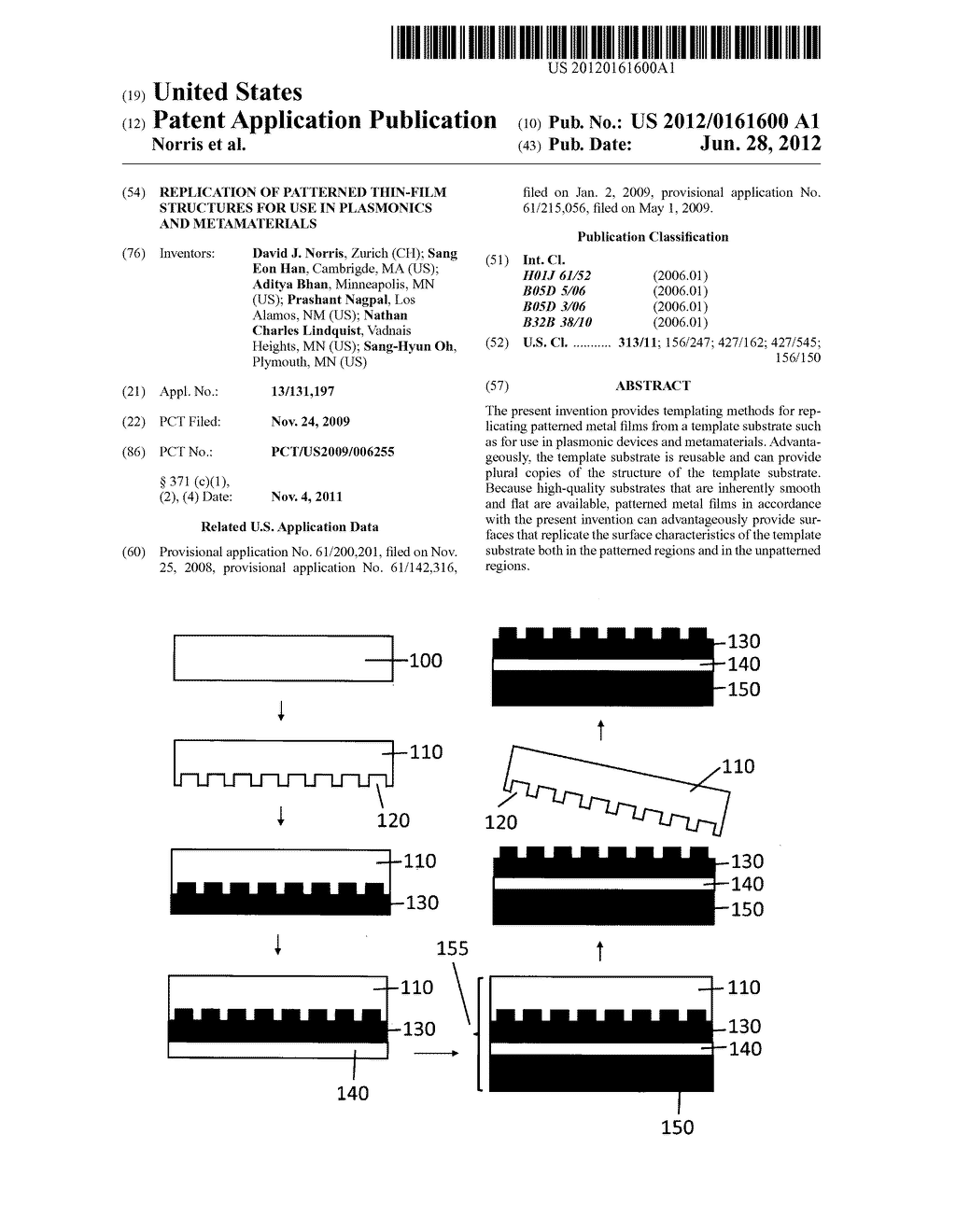 REPLICATION OF PATTERNED THIN-FILM STRUCTURES FOR USE IN PLASMONICS AND     METAMATERIALS - diagram, schematic, and image 01