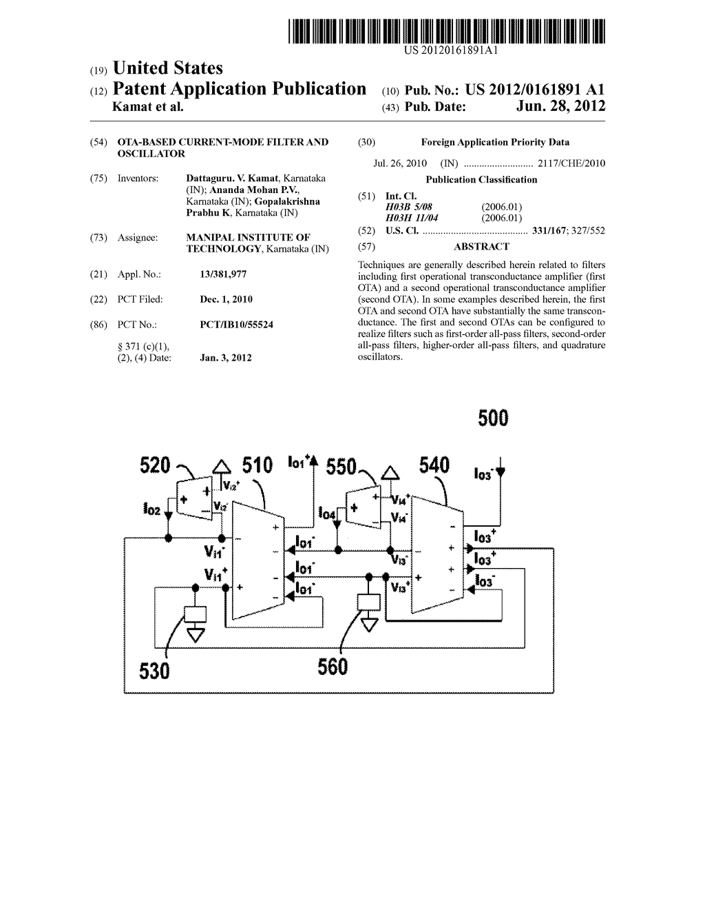 OTA-BASED CURRENT-MODE FILTER AND OSCILLATOR - diagram, schematic, and image 01