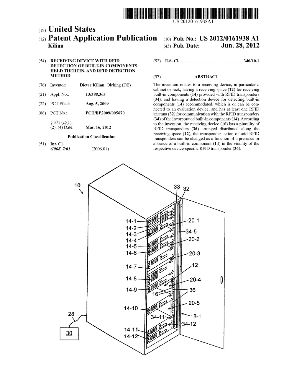 RECEIVING DEVICE WITH RFID DETECTION OF BUILT-IN COMPONENTS HELD THEREIN,     AND RFID DETECTION METHOD - diagram, schematic, and image 01