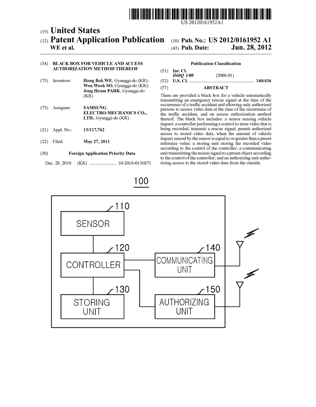 BLACK BOX FOR VEHICLE AND ACCESS AUTHORIZATION METHOD THEREOF - diagram, schematic, and image 01