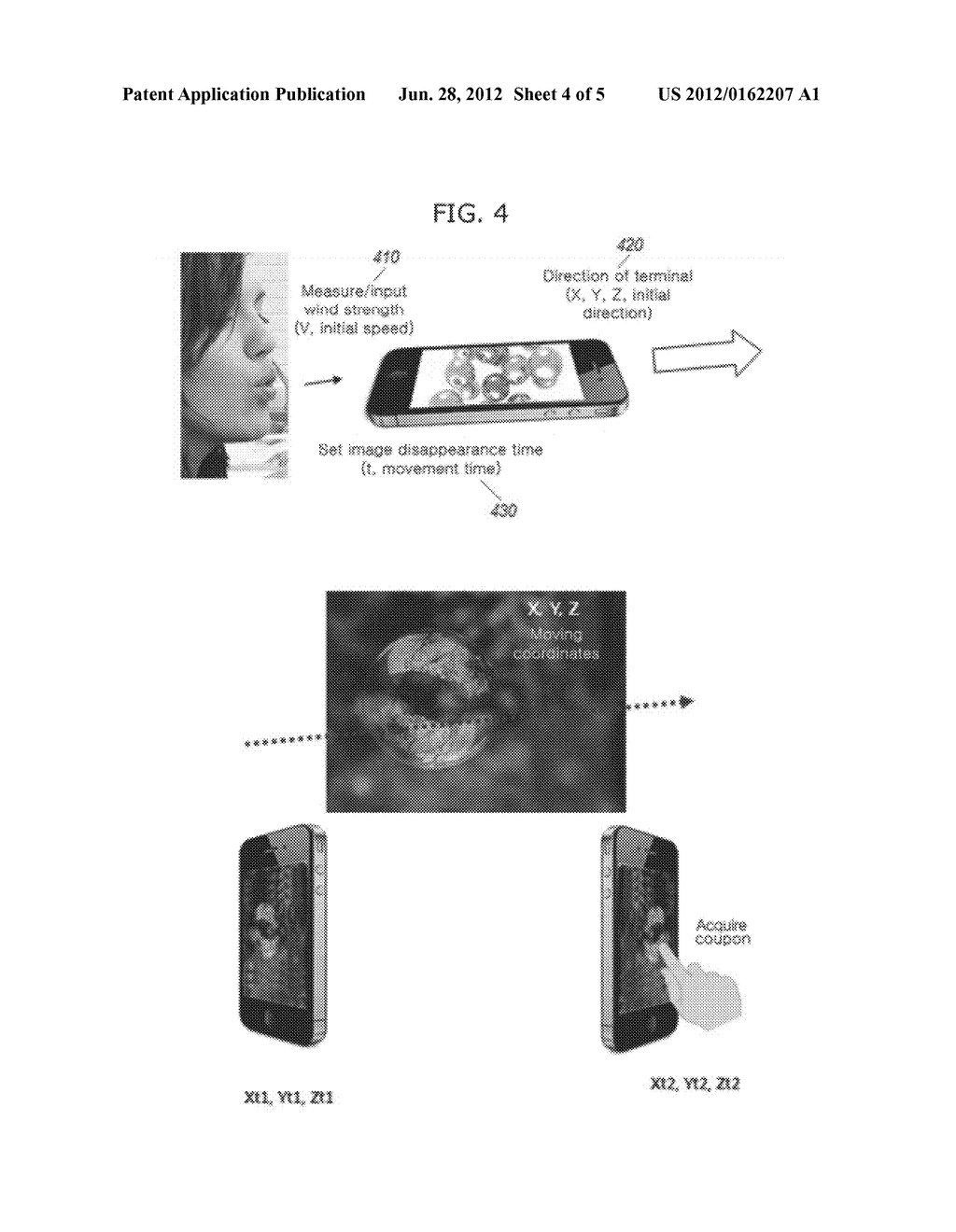 SYSTEM AND TERMINAL DEVICE FOR SHARING MOVING VIRTUAL IMAGES AND METHOD     THEREOF - diagram, schematic, and image 05