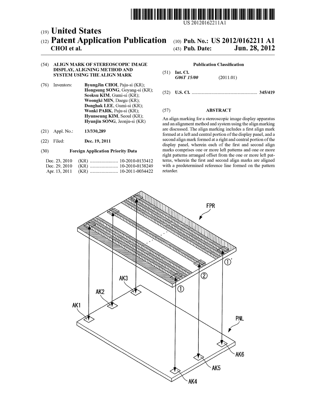 ALIGN MARK OF STEREOSCOPIC IMAGE DISPLAY, ALIGNING METHOD AND SYSTEM USING     THE ALIGN MARK - diagram, schematic, and image 01