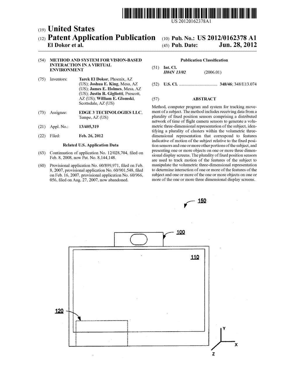 METHOD AND SYSTEM FOR VISION-BASED INTERACTION IN A VIRTUAL ENVIRONMENT - diagram, schematic, and image 01