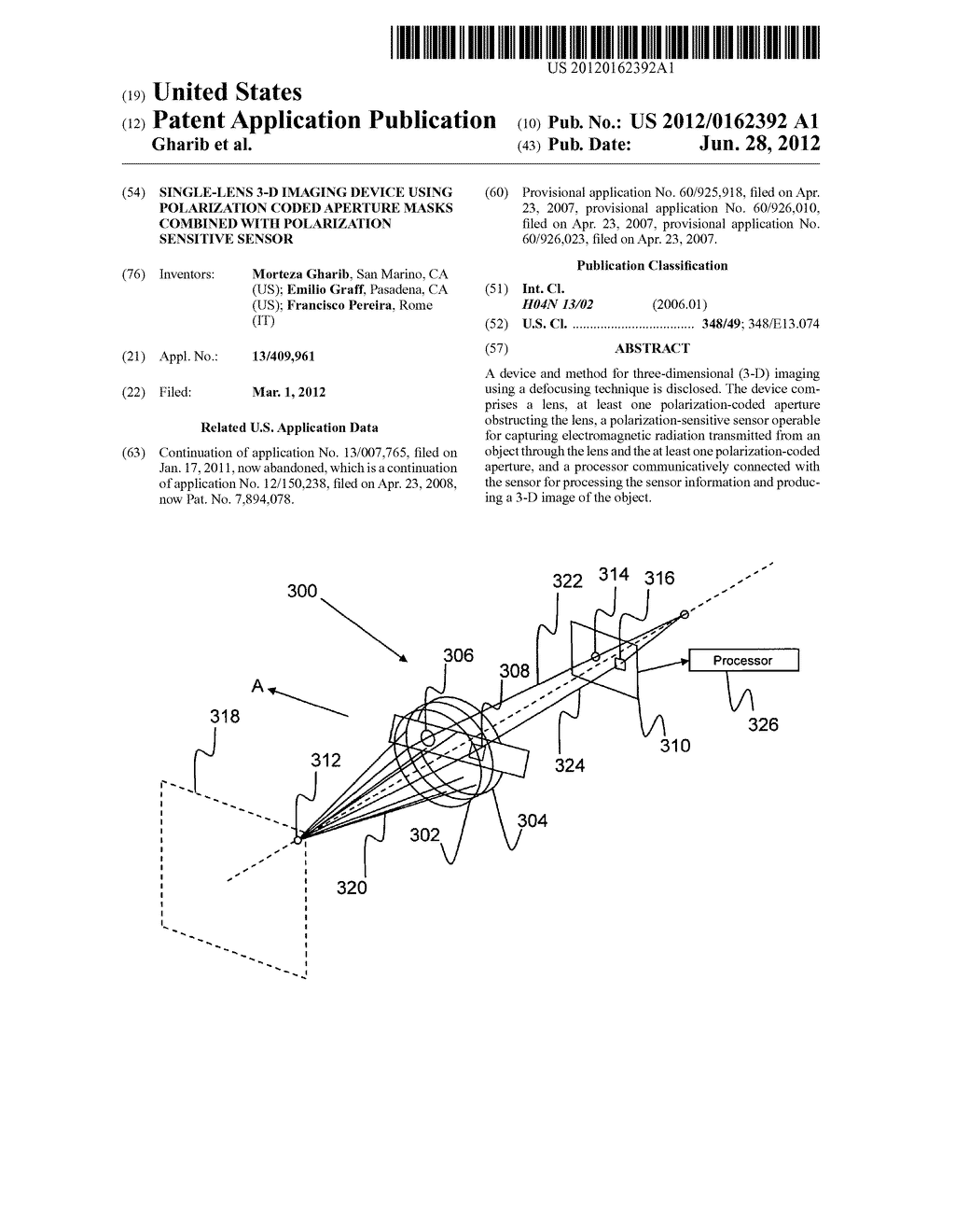 Single-Lens 3-D Imaging Device Using Polarization Coded Aperture Masks     Combined With Polarization Sensitive Sensor - diagram, schematic, and image 01