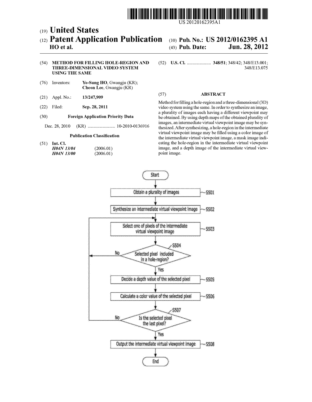 METHOD FOR FILLING HOLE-REGION AND THREE-DIMENSIONAL VIDEO SYSTEM USING     THE SAME - diagram, schematic, and image 01