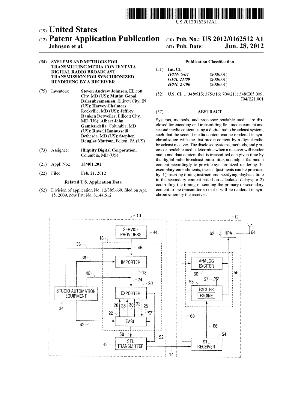 Systems and Methods for Transmitting Media Content via Digital Radio     Broadcast Transmission for Synchronized Rendering by a Receiver - diagram, schematic, and image 01