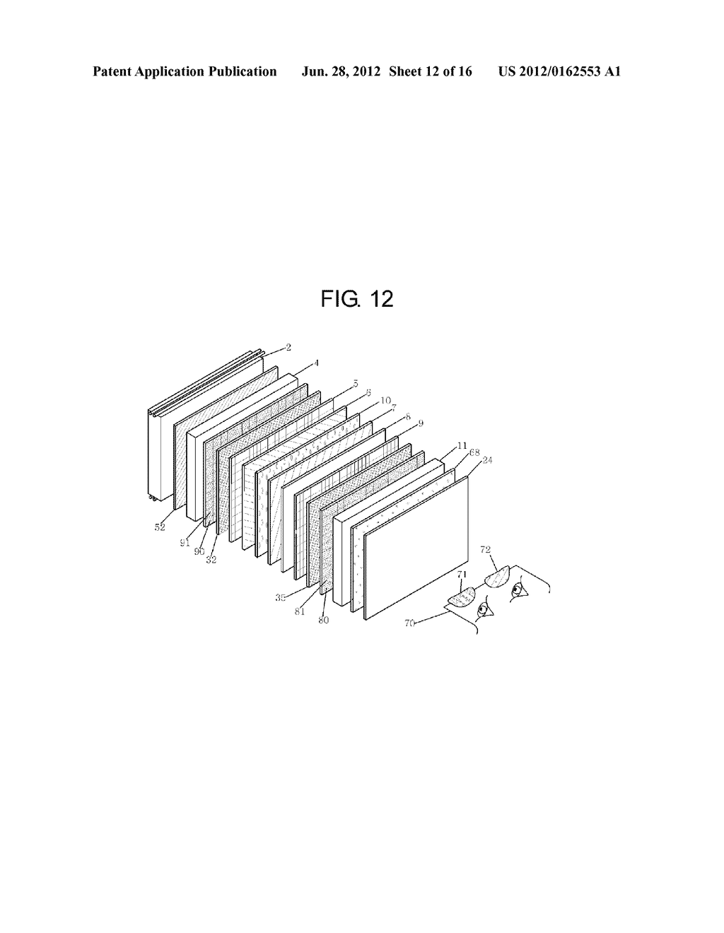 STEREOSCOPIC TFT-LCD WITH WIRE GRID POLARIZER AFFIXED TO INTERNAL SURFACES     SUBSTRATES - diagram, schematic, and image 13