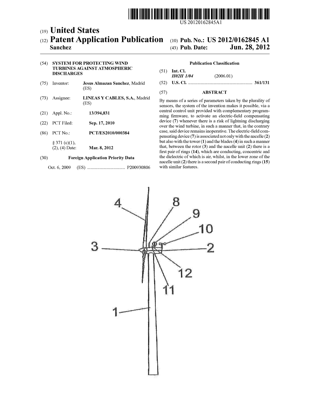 System for Protecting Wind Turbines Against Atmospheric Discharges - diagram, schematic, and image 01