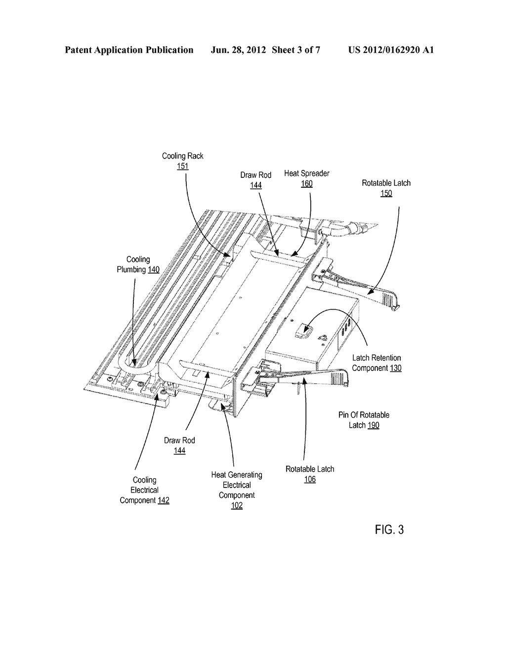 Rotatable Latch For Compressing Thermal Interface Material Between A Heat     Generating Electrical Component And A Cooling Electrical Component - diagram, schematic, and image 04