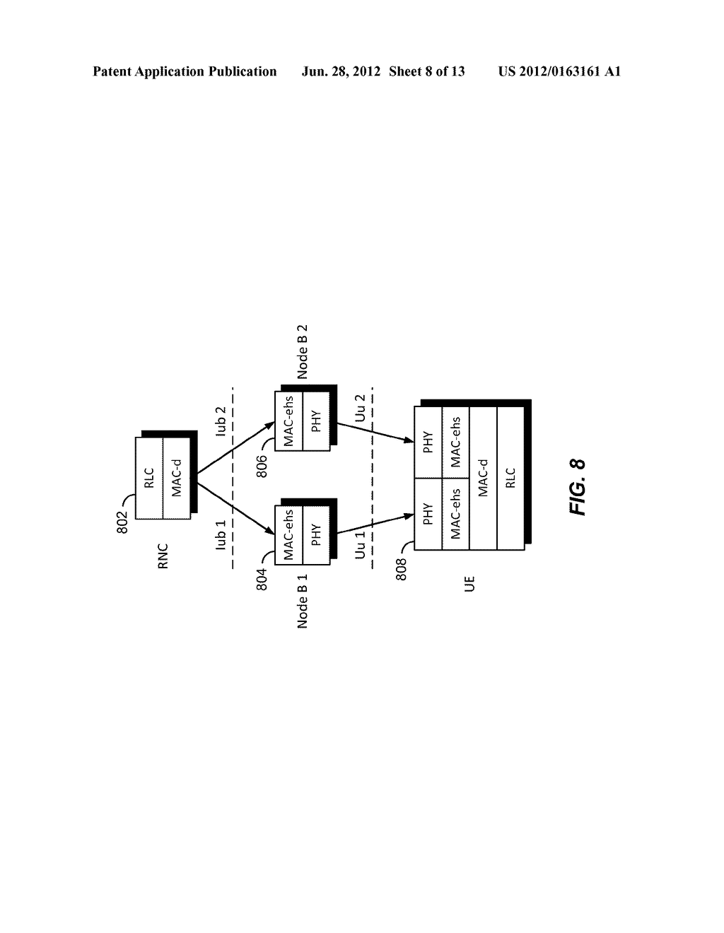 SYSTEM AND METHOD FOR MULTI-POINT HSDPA COMMUNICATION UTILIZING A     MULTI-LINK RLC SUBLAYER - diagram, schematic, and image 09