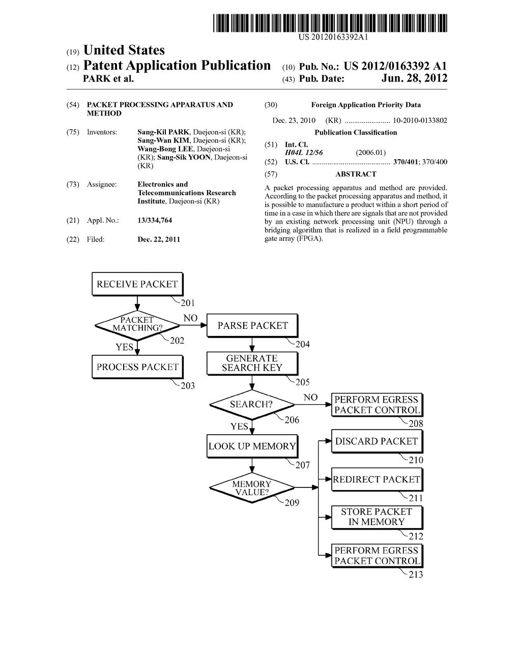 PACKET PROCESSING APPARATUS AND METHOD - diagram, schematic, and image 01