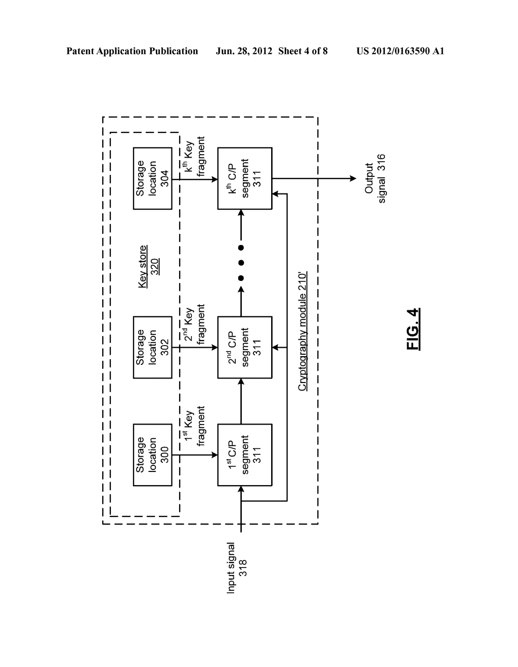 CRYPTOGRAPHY MODULE FOR USE WITH FRAGMENTED KEY AND METHODS FOR USE     THEREWITH - diagram, schematic, and image 05