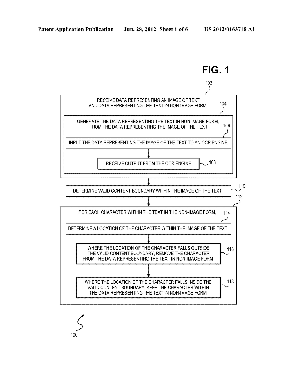 Removing character from text in non-image form where location of character     in image of text falls outside of valid content boundary - diagram, schematic, and image 02