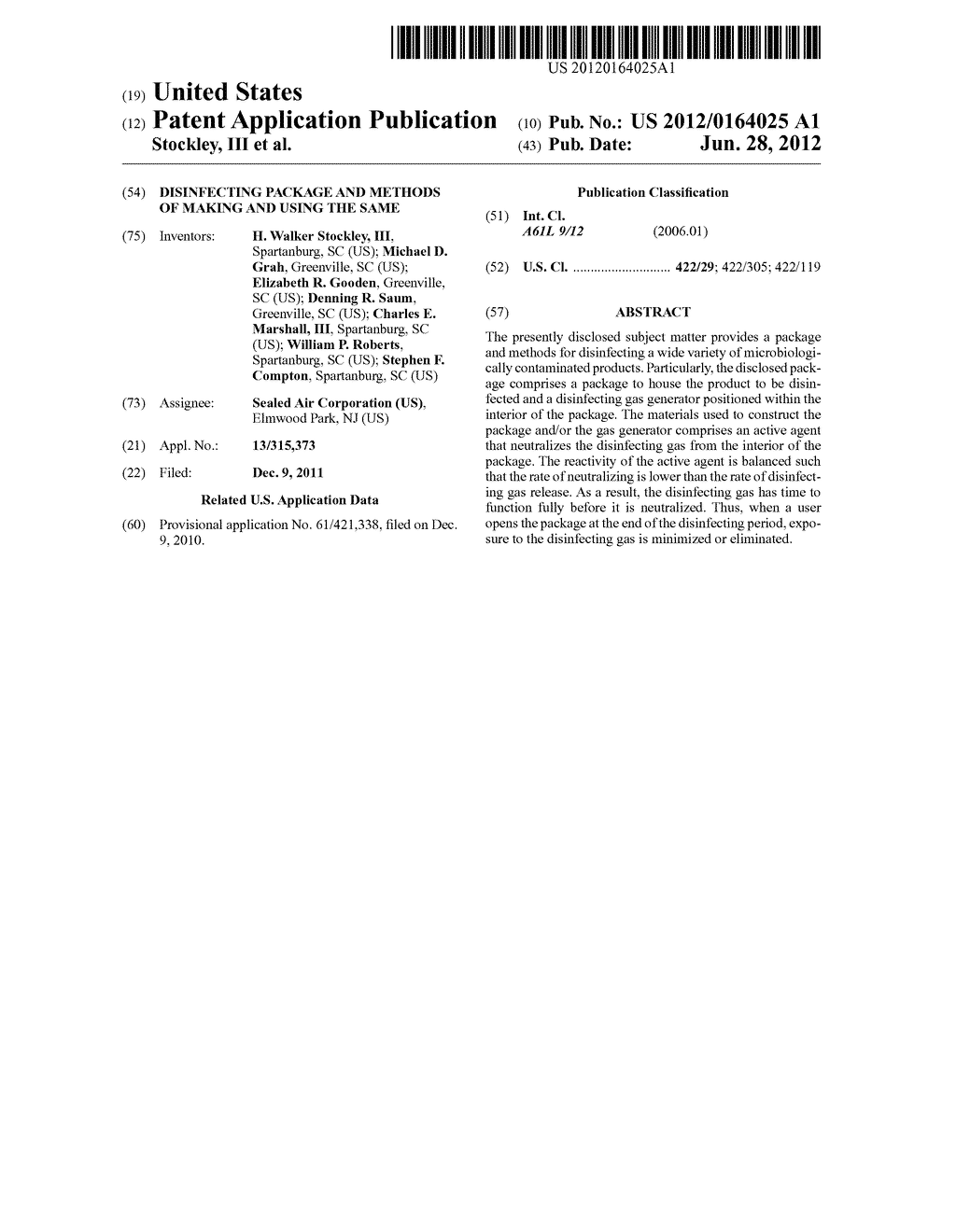 Disinfecting Package and Methods of Making and Using the Same - diagram, schematic, and image 01