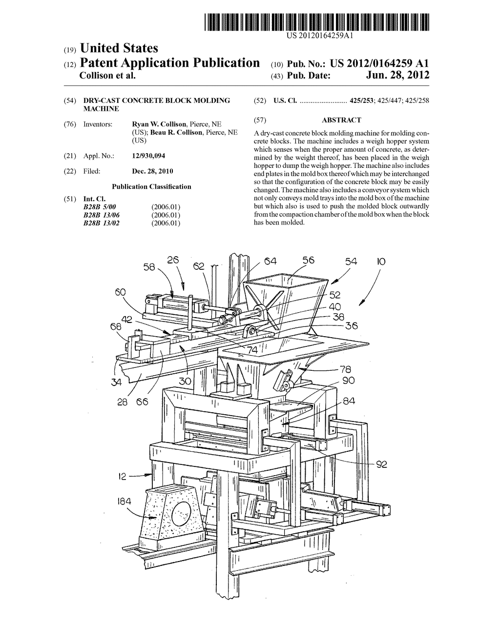 Dry-cast concrete block molding machine - diagram, schematic, and image 01