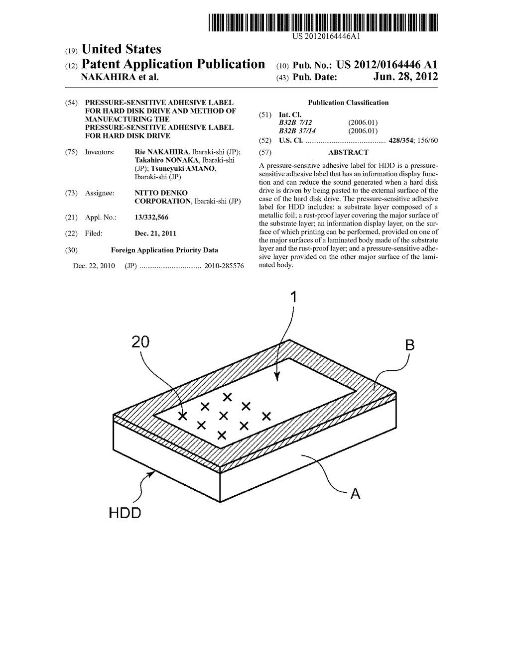 PRESSURE-SENSITIVE ADHESIVE LABEL FOR HARD DISK DRIVE AND METHOD OF     MANUFACTURING THE PRESSURE-SENSITIVE ADHESIVE LABEL FOR HARD DISK DRIVE - diagram, schematic, and image 01
