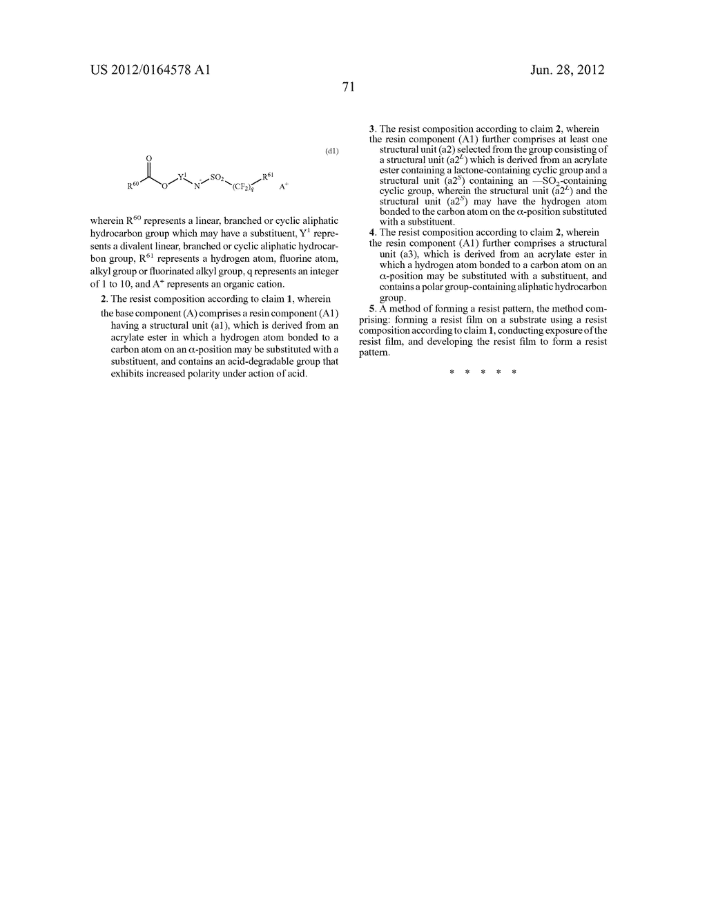 RESIST COMPOSITION, METHOD OF FORMING RESIST PATTERN - diagram, schematic, and image 72