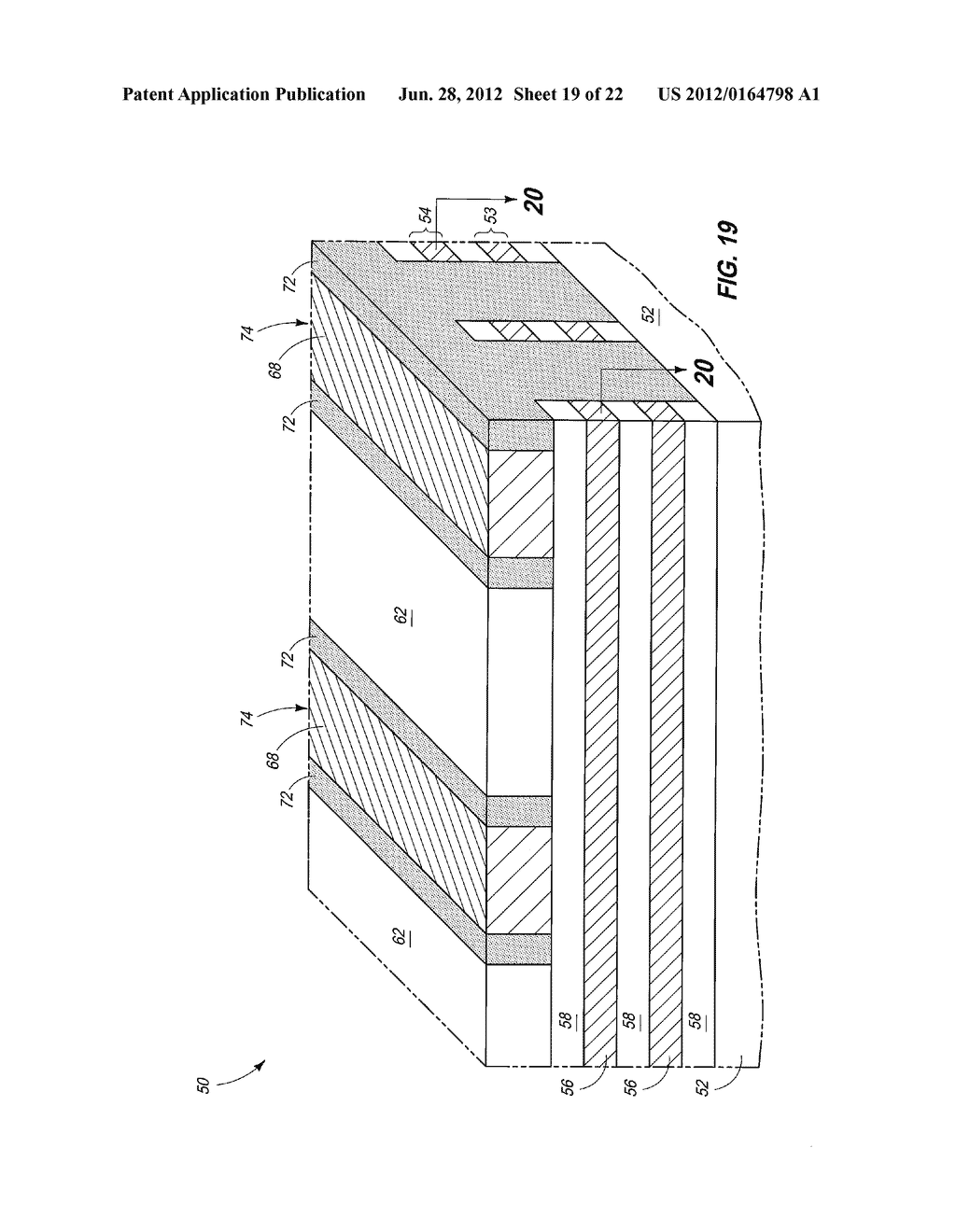 METHODS OF FORMING A NONVOLATILE MEMORY CELL AND METHODS OF FORMING AN     ARRAY OF NONVOLATILE MEMORY CELLS - diagram, schematic, and image 20