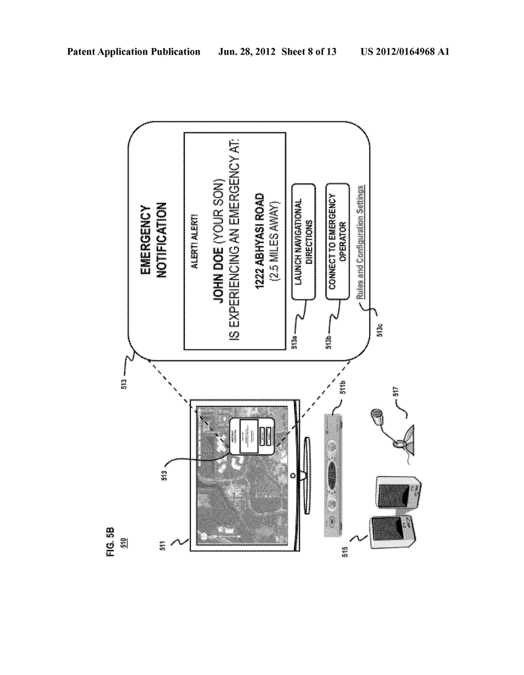 METHOD AND APPARATUS FOR CONFIGURING A MOBILE DEVICE TO PROVIDE EMERGENCY     NOTIFICATION - diagram, schematic, and image 09