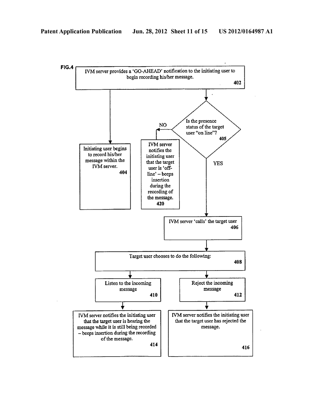 METHODS AND SYSTEMS FOR INSTANT VOICE MESSAGING AND INSTANT VOICE MESSAGE     RETRIEVAL - diagram, schematic, and image 12