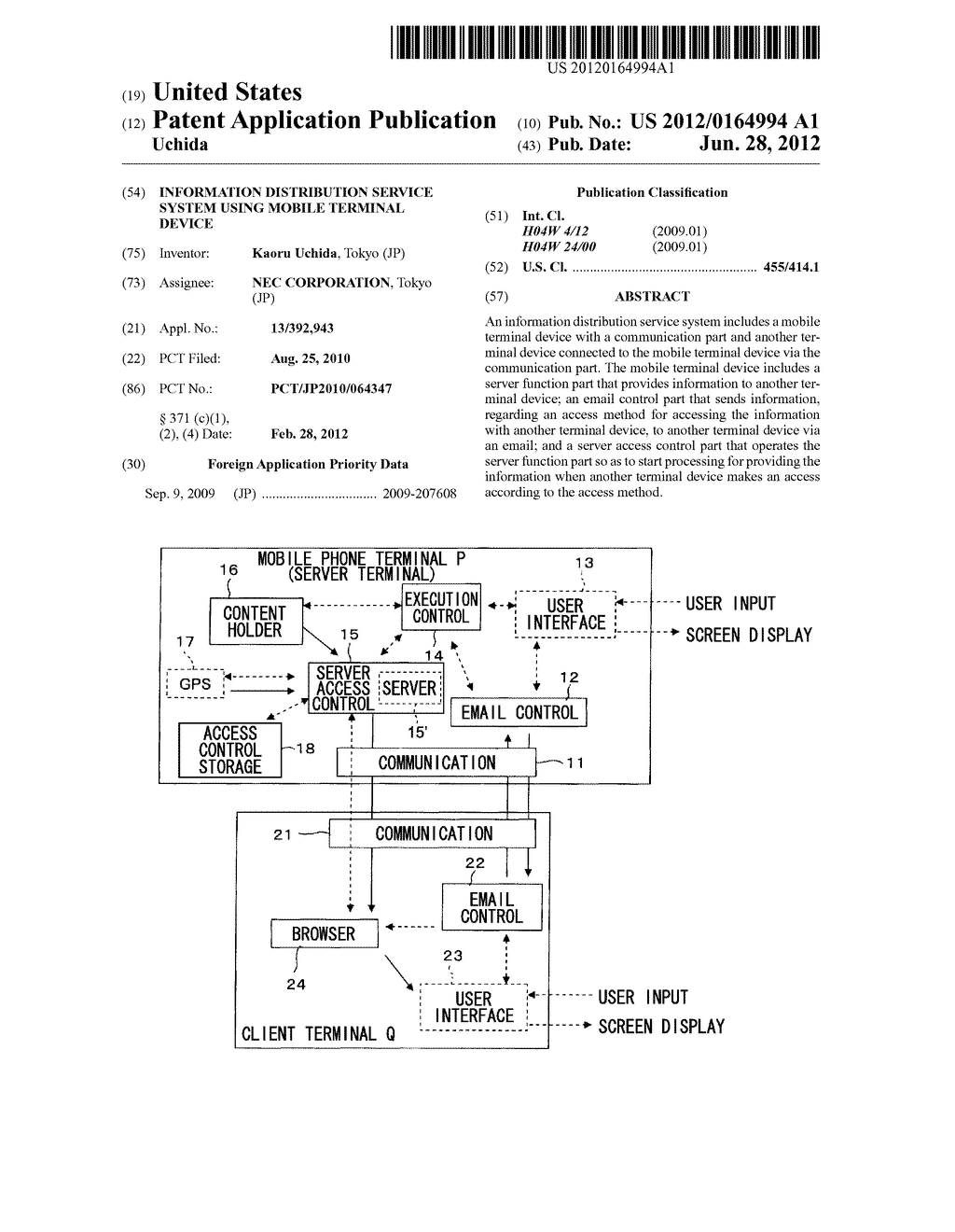 INFORMATION DISTRIBUTION SERVICE SYSTEM USING MOBILE TERMINAL DEVICE - diagram, schematic, and image 01