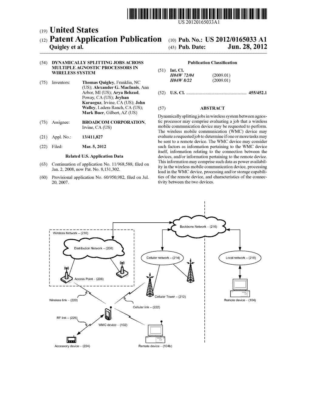 DYNAMICALLY SPLITTING JOBS ACROSS MULTIPLE AGNOSTIC PROCESSORS IN WIRELESS     SYSTEM - diagram, schematic, and image 01