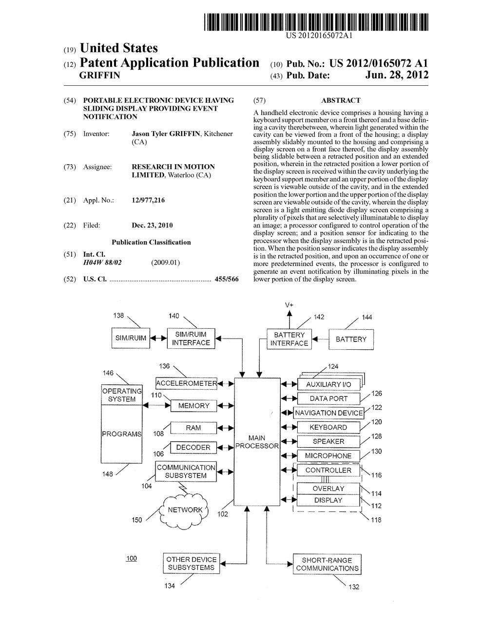 PORTABLE ELECTRONIC DEVICE HAVING SLIDING DISPLAY PROVIDING EVENT     NOTIFICATION - diagram, schematic, and image 01