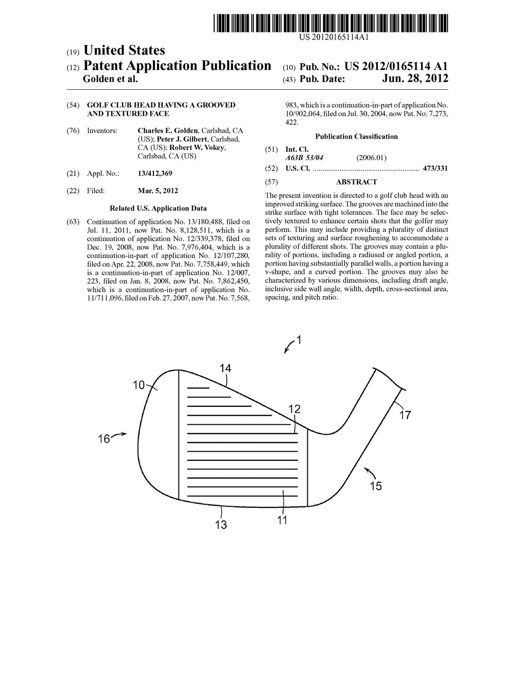 GOLF CLUB HEAD HAVING A GROOVED AND TEXTURED FACE - diagram, schematic, and image 01