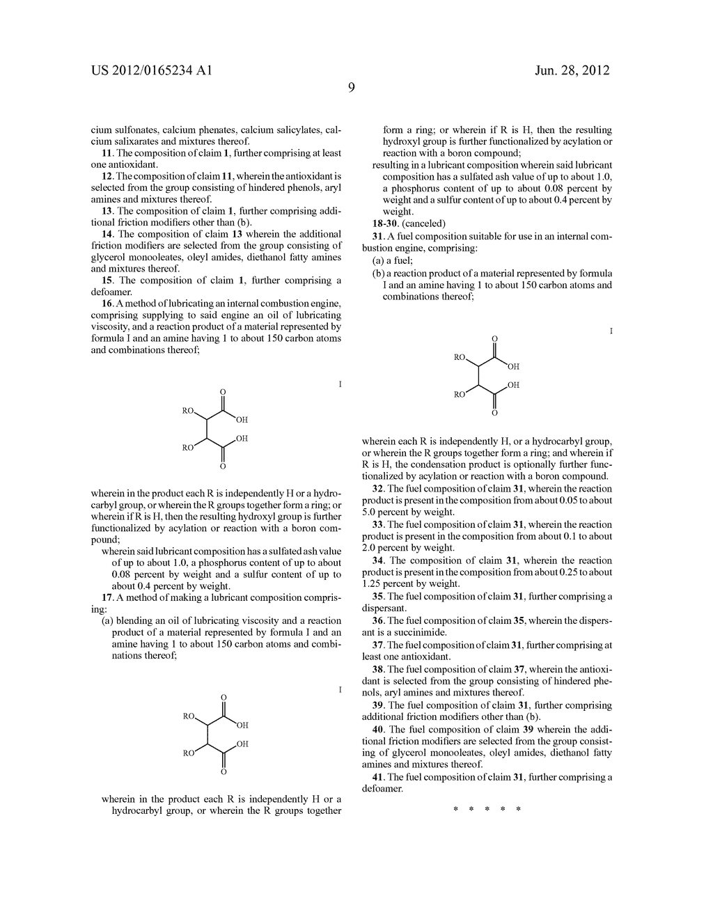 Tartaric Acid and Amine Derivatives in Crankcase Oils and Fuel     Compositions adn Preparation Thereof - diagram, schematic, and image 10