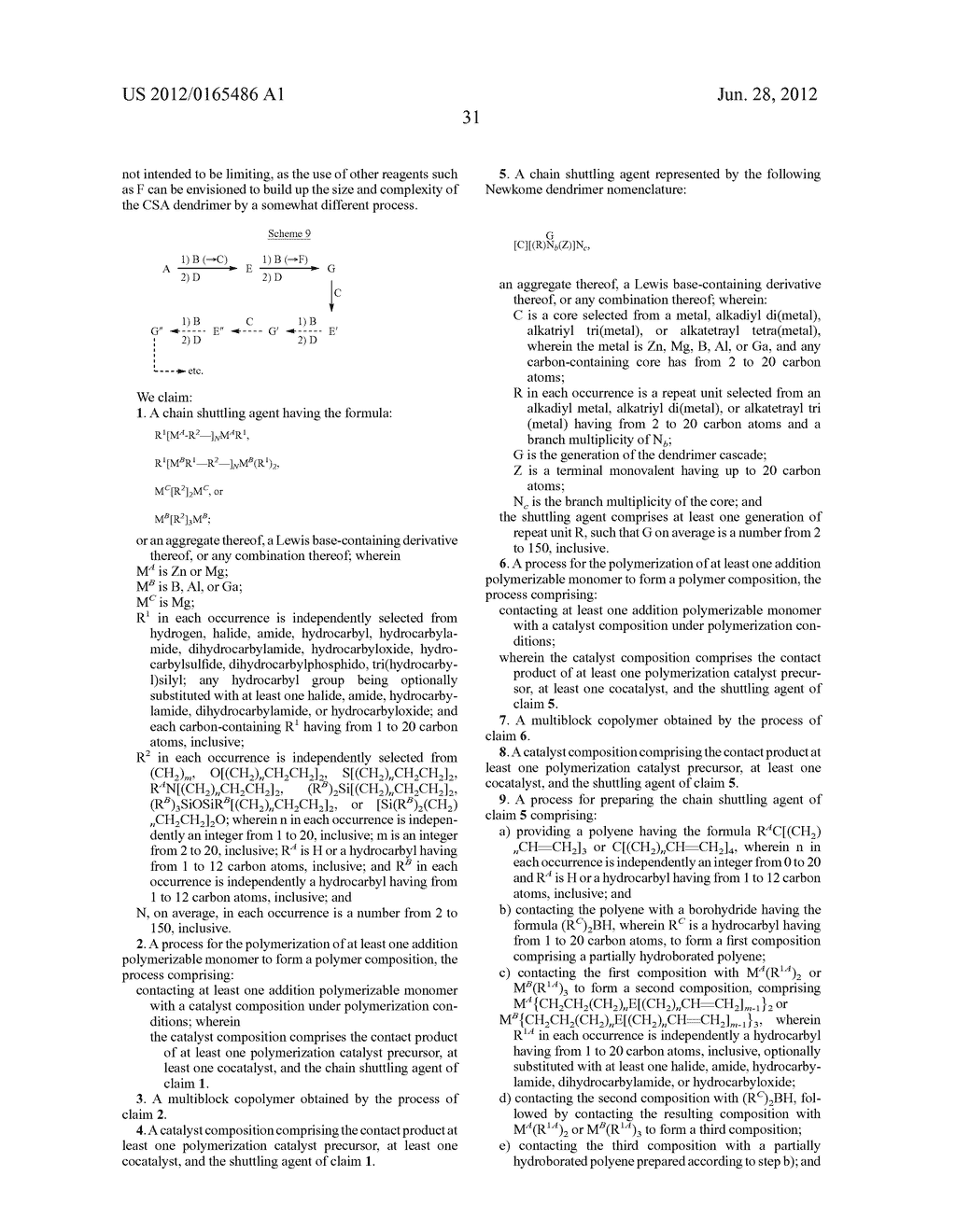 DUAL- OR MULTI-HEADED CHAIN SHUTTLING AGENTS AND THEIR USE FOR PREPARATION     OF BLOCK COPOLYMERS - diagram, schematic, and image 32