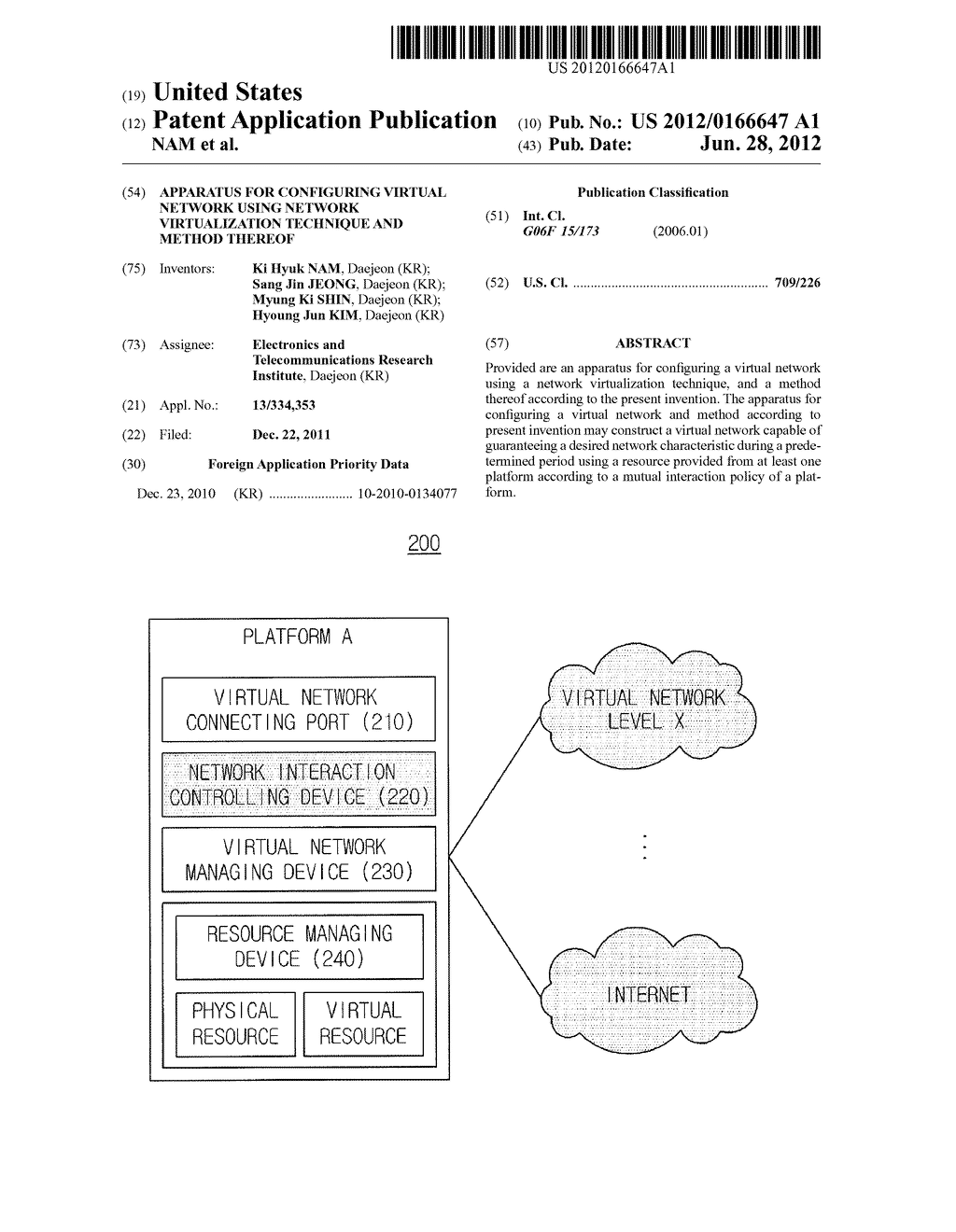 APPARATUS FOR CONFIGURING VIRTUAL NETWORK USING NETWORK VIRTUALIZATION     TECHNIQUE AND METHOD THEREOF - diagram, schematic, and image 01