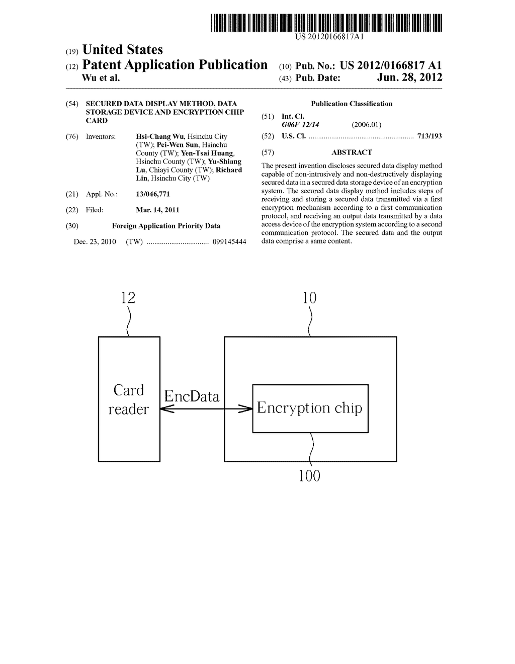 Secured Data Display Method, Data Storage Device and Encryption Chip Card - diagram, schematic, and image 01