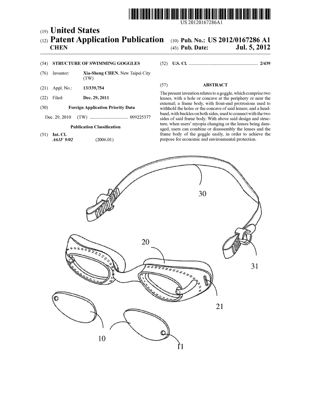 Structure of Swimming Goggles - diagram, schematic, and image 01